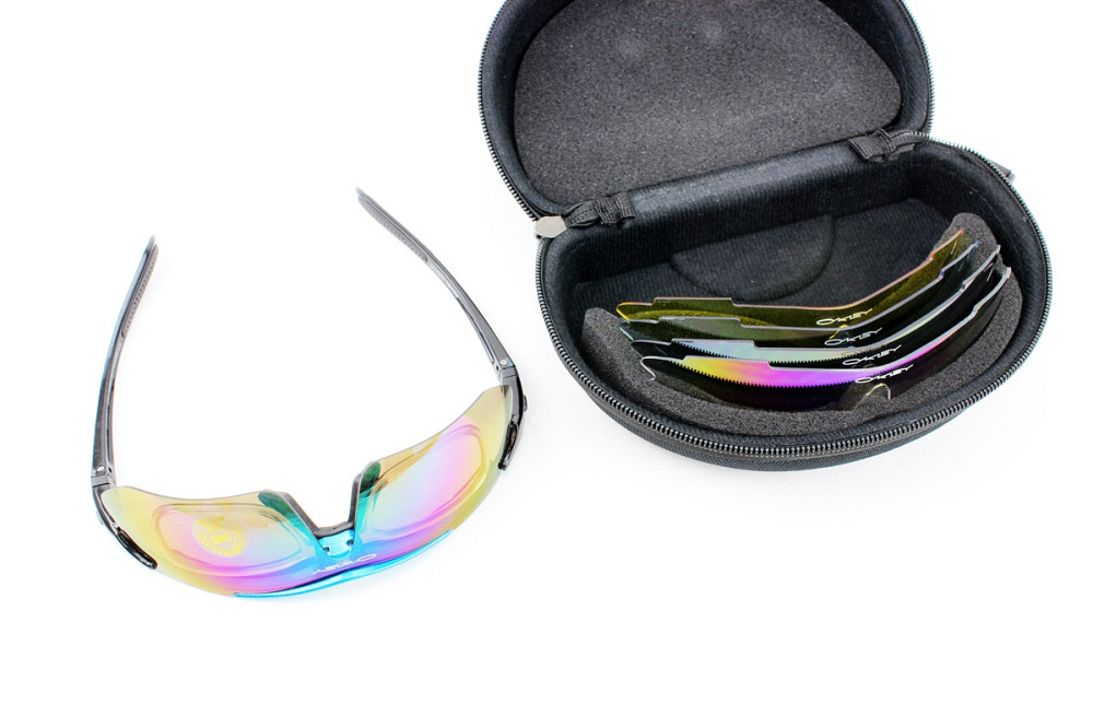 Окуляри з набором для догляду, змінні лінзи 5шт, у твердому чохлі, синьо-чорні НЕ оригінал Київ - фото 2