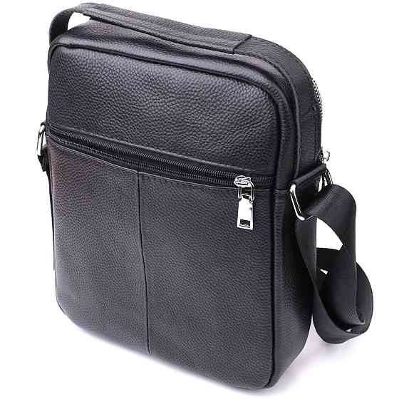 Стильная вертикальная сумка для мужчин из натуральной кожи Vintage sale_15113 Черный Киев