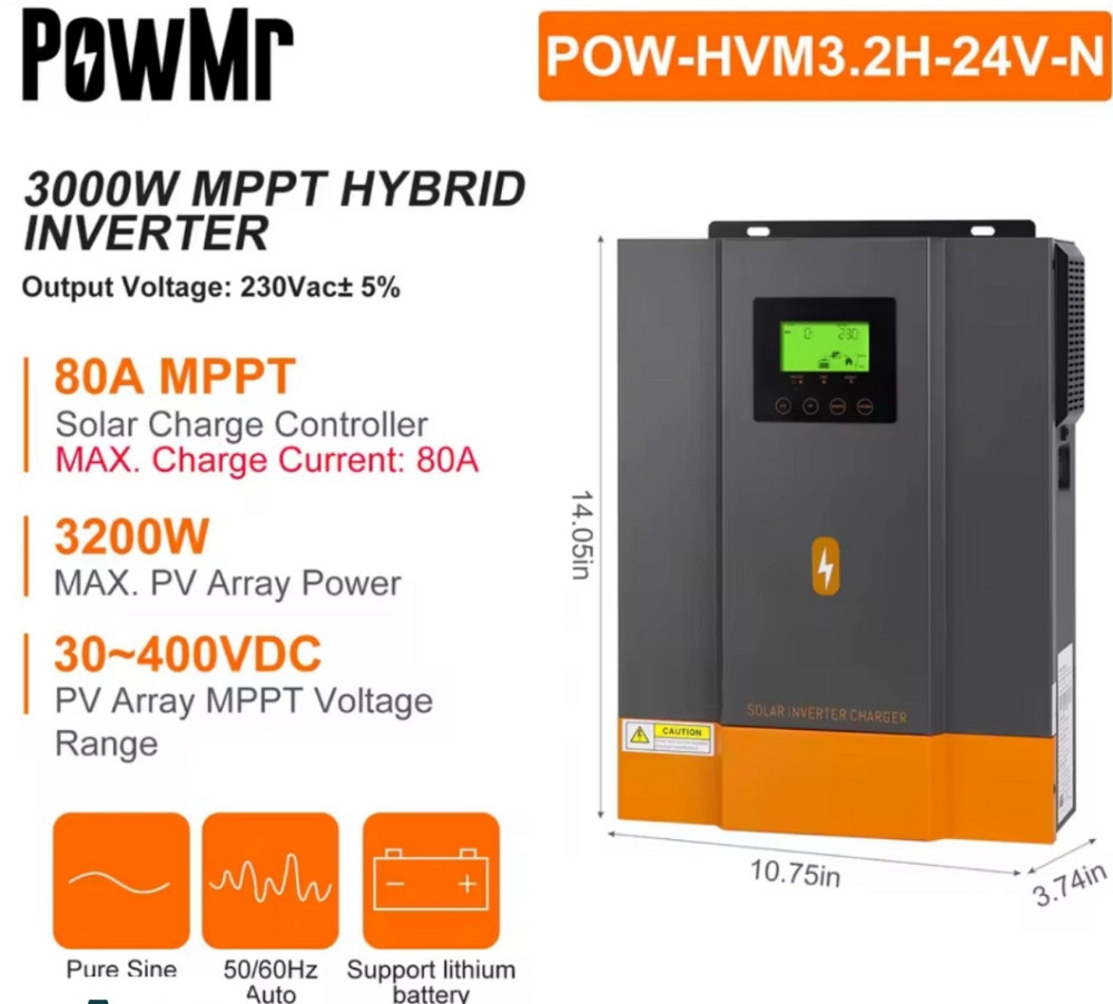 Гибридный инвертор PowMr 3.2кВт 24v в наличии!! Харьков - изображение 2
