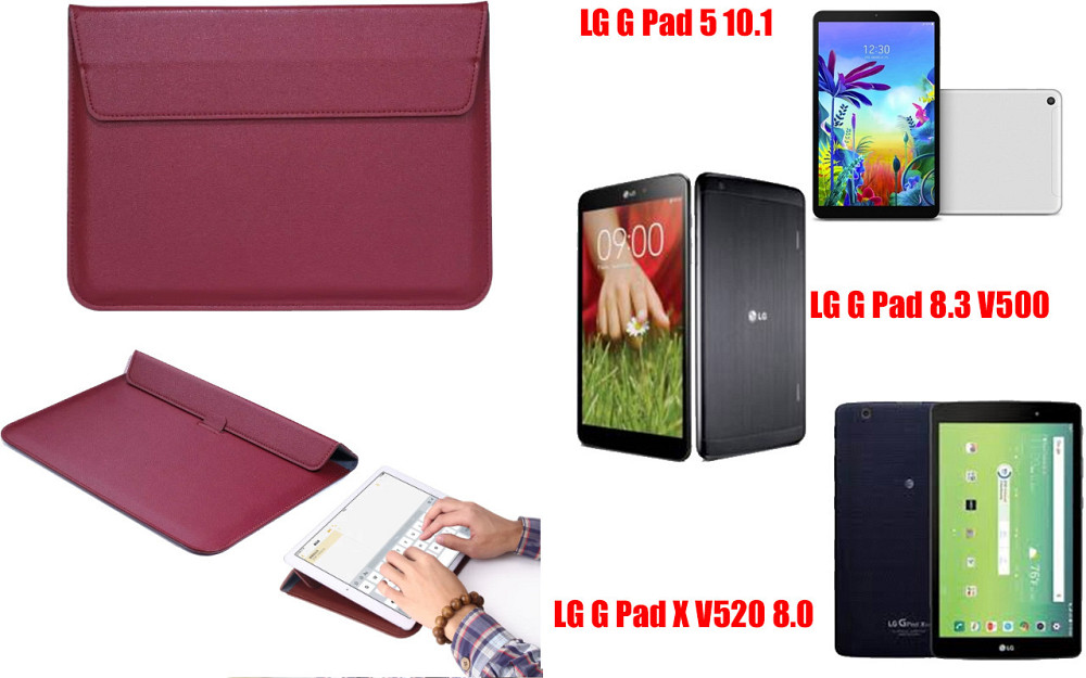 Чохол-конверт VitoCase для LG G Pad 5 10.1, Pad 8.3, Pad X 8.0, з функцією підставки для планшета Бордовий Київ - фото 1