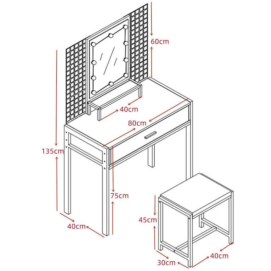 Туалетный столик с зеркалом и подсветкой + табурет AVKO ADT21 Walnut стол косметический Киев - изображение 3