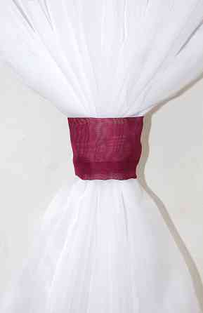 Кухонная занавеска VR-Textil № 114к ламбрекен и тюль бордовый с белым 270х170 см (52-0532) Киев