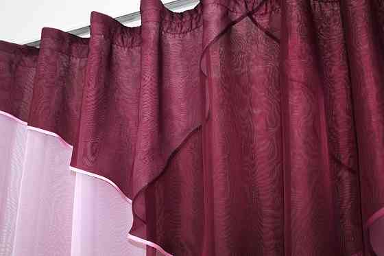 Кухонная занавесь (2,7х1,7м) на карниз 1,5-2м цвет бордовый с розовым 00к 59-371 Киев