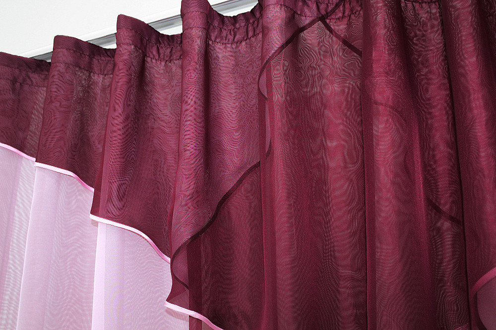 Кухонная занавесь (2,7х1,7м) на карниз 1,5-2м цвет бордовый с розовым 00к 59-371 Киев - изображение 5