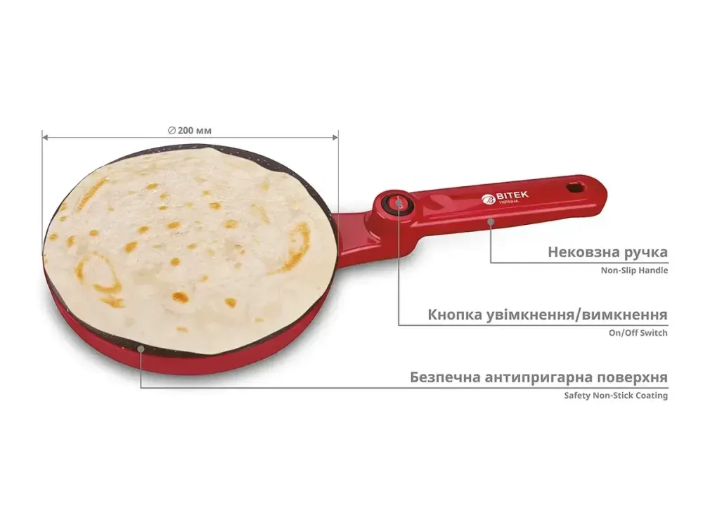Сковорода для блинов электрическая 1600Вт 220В BITEK BT-5209 Одесса - изображение 2