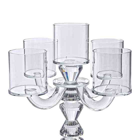 Канделябр на 5 свічок 19×19×24 см підсвічник декоративний скляний на ніжці прозорий HP-4-31 Київ