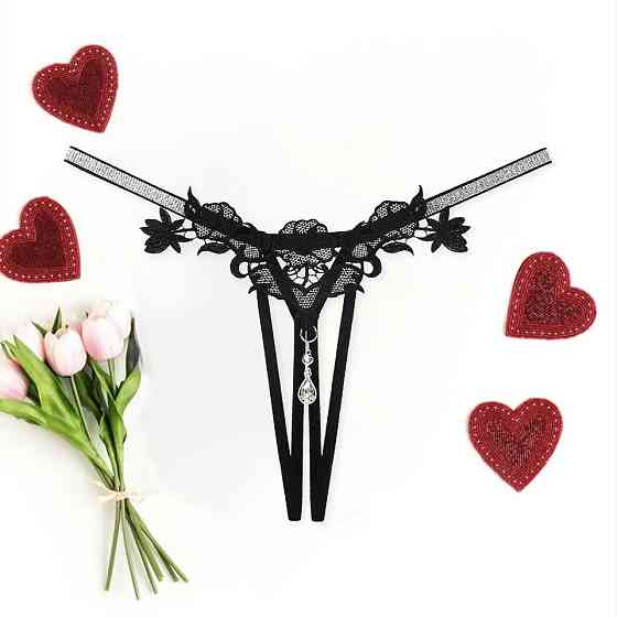 Труси жіночі еротичні з люрексом one size чорний Київ