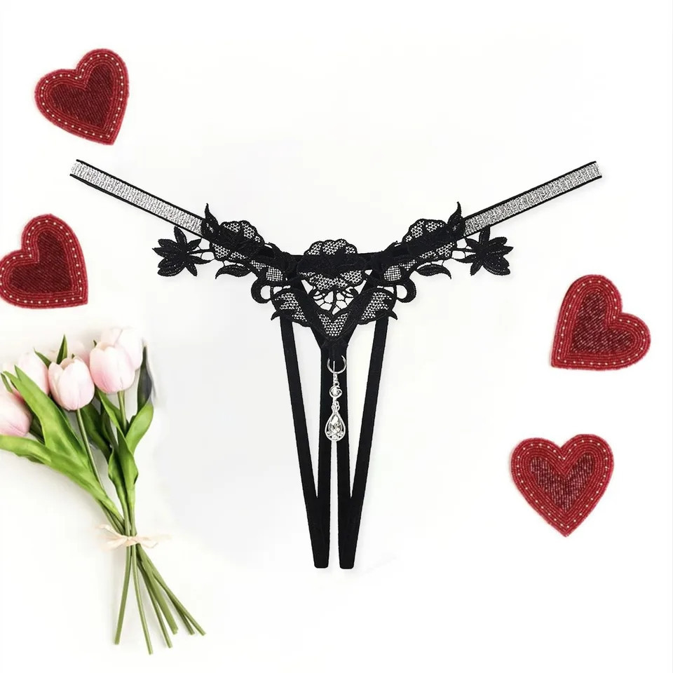 Труси жіночі еротичні з люрексом one size чорний Київ - фото 1