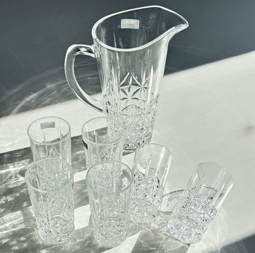 Набор для напитков 7 предметов 6 шт бокалов  + графин 1,5 л  «Хрусталь» 250 мл 102-41 прозрачный Киев - изображение 1