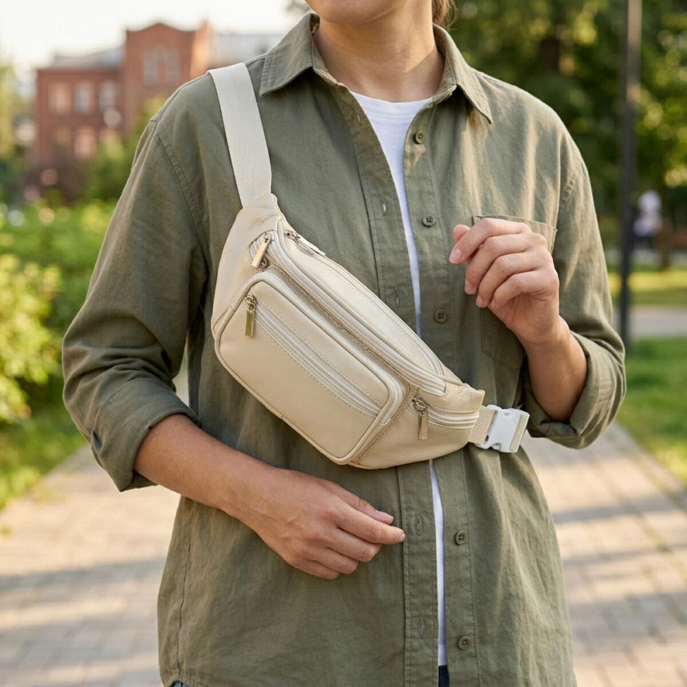 Поясна сумка бананка для міста поїздок та щоденного використання Vintage 20440 Біла Київ - фото 20