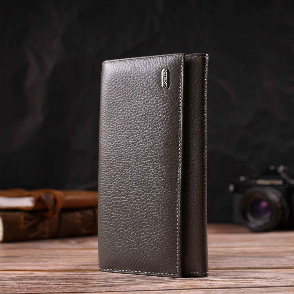 Вместительное женское портмоне из натуральной кожи флотар CANPELLINI 21851 Серое Киев - изображение 8