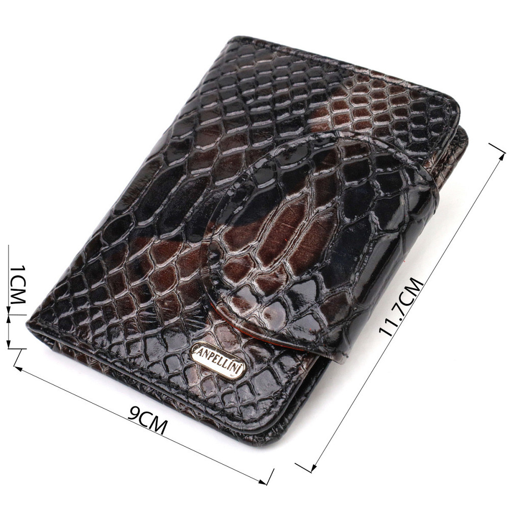 Фактурне жіноче портмоне середнього розміру з натуральної шкіри з тисненням під змію CANPELLINI 21805 Різнокольорове Київ - фото 3