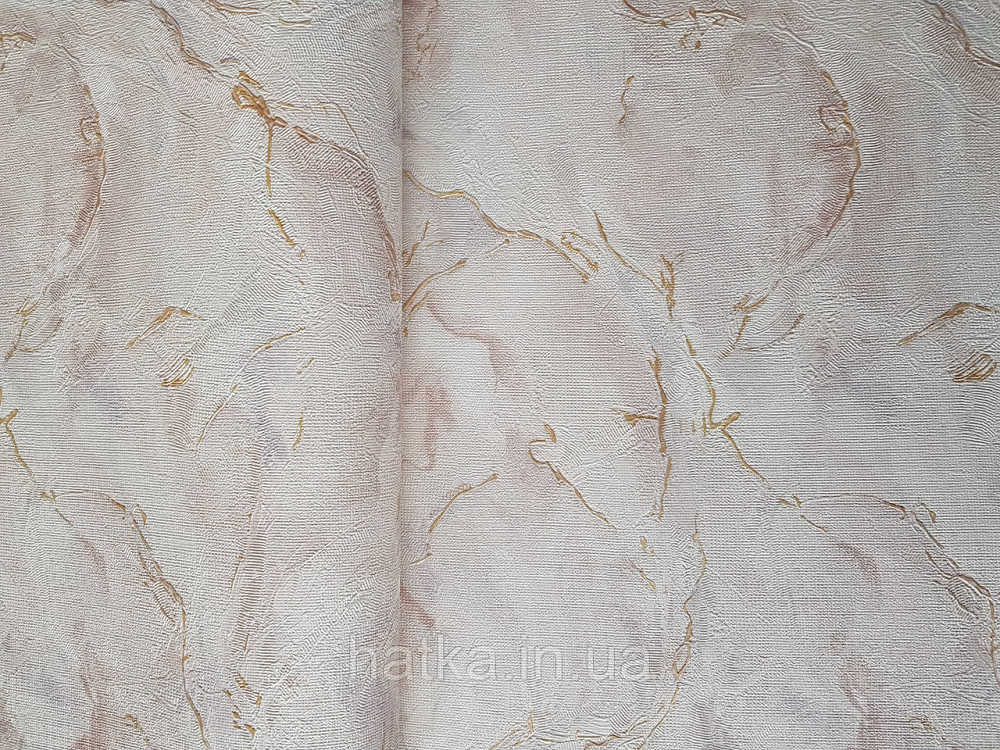 Шпалери метрові вінілові на флізелін Grandeco Poem під штукатурку під мармур структурні рожеві золотисті Київ - фото 1
