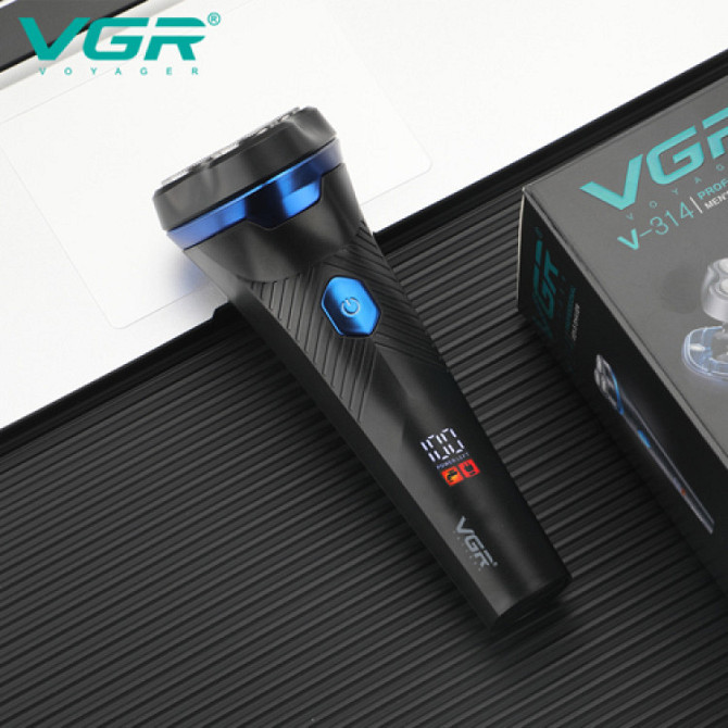 Електробритва чоловіча роторна VGR V-314 IPX6 LCD + дорожня сумочка (Чорний) Вінниця - фото 6