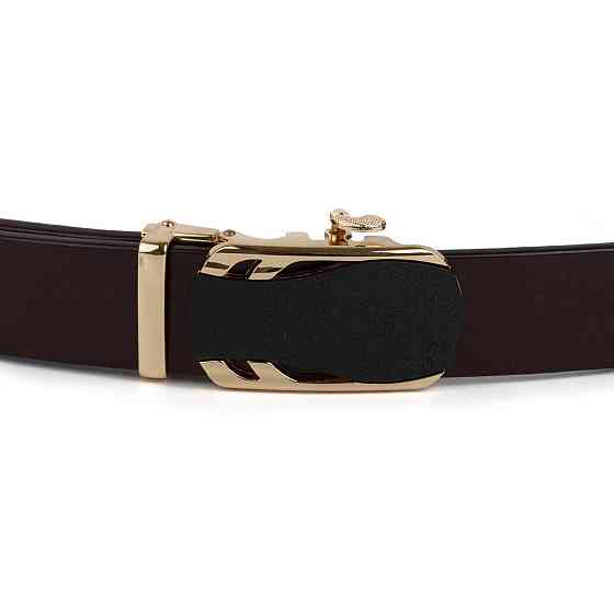 Ремінь чоловічий з золотистою пряжкою автомат Коричневий (Vintage) Київ