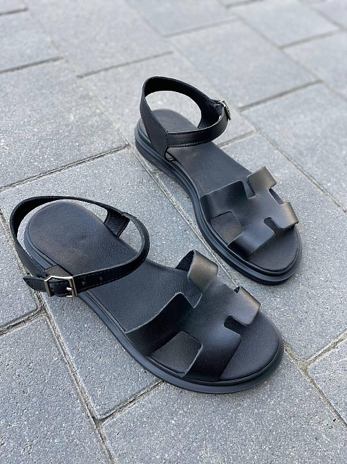 Mermaid Босоніжки жіночі чорні літні Mermaid 514 натуральна шкіра / Стильні босоніжки на низькі Коломыя - изображение 1