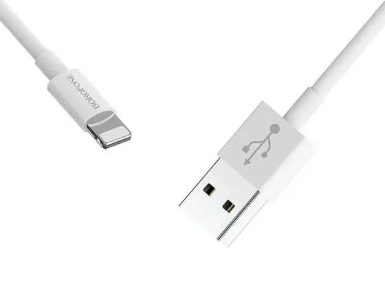 Кабель USB - Lightning Borofone BX22 1м 2А швидка зарядка для iPhone iPad шнур із захисним чіпом білий Одеса