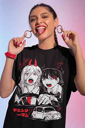 Футболка для мальчика аниме Человек-бензопила оверсайз (рост от 165 до 180 ) Черний AnimeJ0435m Днепр