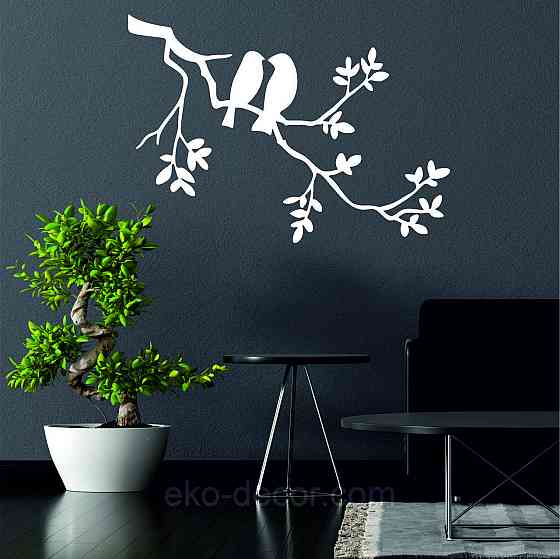 Декоративное настенное Панно «Две птички», Декор на стену 110*78 см, Белый Киев