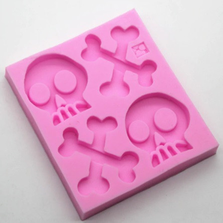 Молд Хэллоуин Череп и кости 87 на 77 мм розовый Киев - изображение 2