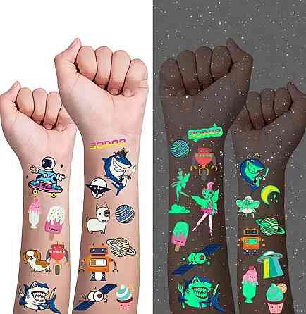 Тимчасові тату-наклейки для дітей, що світяться – 30 аркушів Київ