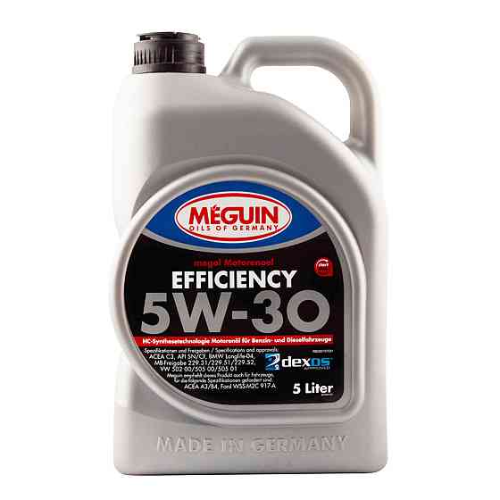 Моторное масло MEGUIN EFFICIENCY SAE 5W-30 5 л — Low SAPS, ACEA C2/C3, BMW Longlife-04, MB 229.51/229.52, для DPF и турбодвигателе Ковель