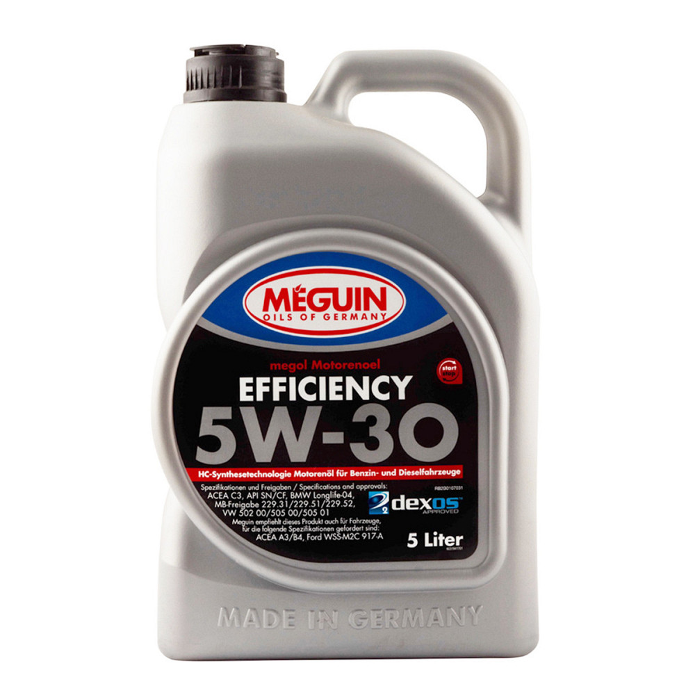 Моторное масло MEGUIN EFFICIENCY SAE 5W-30 5 л — Low SAPS, ACEA C2/C3, BMW Longlife-04, MB 229.51/229.52, для DPF и турбодвигателе Ковель - изображение 1