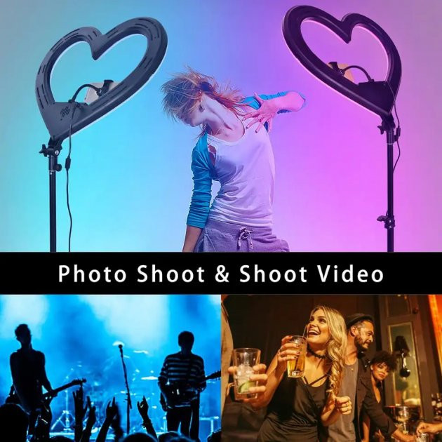 Кольцевая РГБ лампа MJ26 в форме сердца LED RGB 26 см Киев - изображение 6