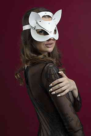 Маска кішечки Feral Feelings - Catwoman Mask, натуральна шкіра, біла Sex Aura Київ