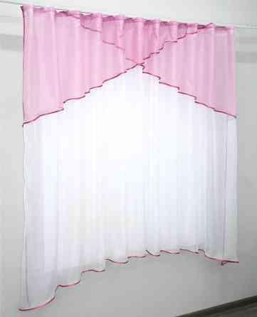 Кухонная занавеска VR-Textil № 00к белый с розовым 270х170 см (59-846) Киев
