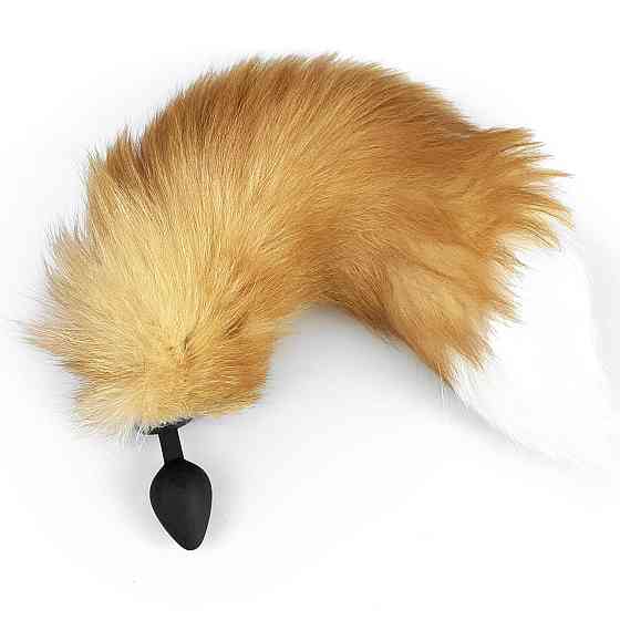 Силіконова анальна пробка з хвостом із натурального хутра Art of Sex size M Red fox Sex Aura Київ