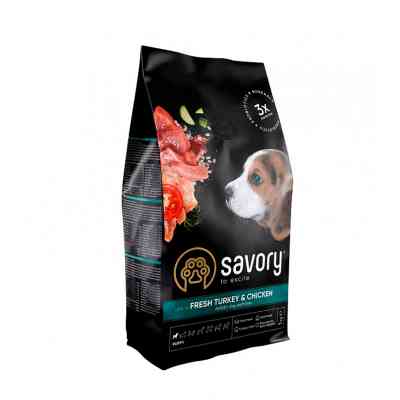Сухий корм для собак Savory Puppy rich in Fresh Turkey and Chicken 1 кг (4820232630280) Вінниця