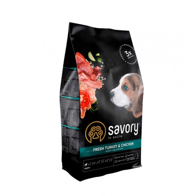 Сухой корм для собак Savory Puppy rich in Fresh Turkey and Chicken 1 кг (4820232630280) Винница - изображение 1