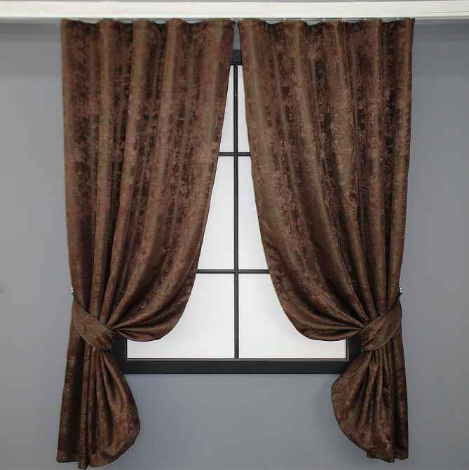 Комплект коротких штор VR-Textil Жаккард Sultan YL № 1202ш Шоколадный 130х170 см 2 шт (35-0078) Киев - изображение 1