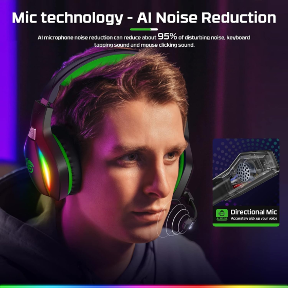 Ігрова гарнітура Fachixy FC100 RGB з мікрофоном, 50 мм, 3.5 мм, для PS4/PS5/Xbox/Switch/ПК/Mac, зелена Київ