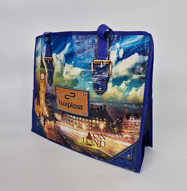 Полипропиленовая сумка на змейке  хозяйственная  с цветным рисунком  (40*40) Лондон (1 шт) Харьков - изображение 2