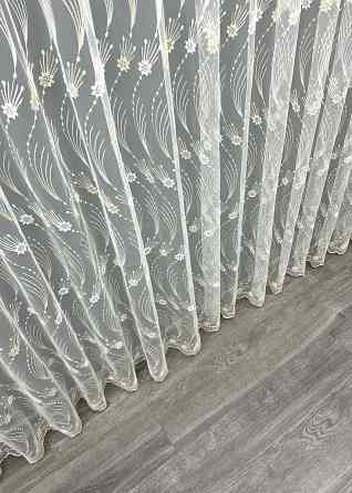 Тюль фатин с вышивкой и люрексом цвет молочный с золотистым 2014т Киев