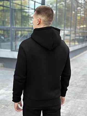 Тепле чоловіче худі на флісі з капюшоном чорне Pobedov 008 ЗИМА Київ