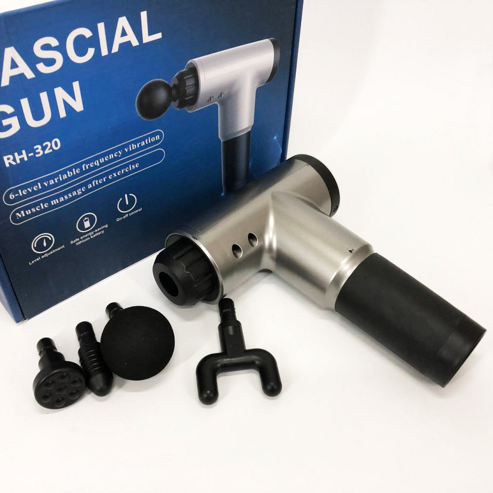 Аккумуляторный массажер для икр Fascial Gun KH-320, Массажер мышечный с разными насадками YU-16 Львов - изображение 10