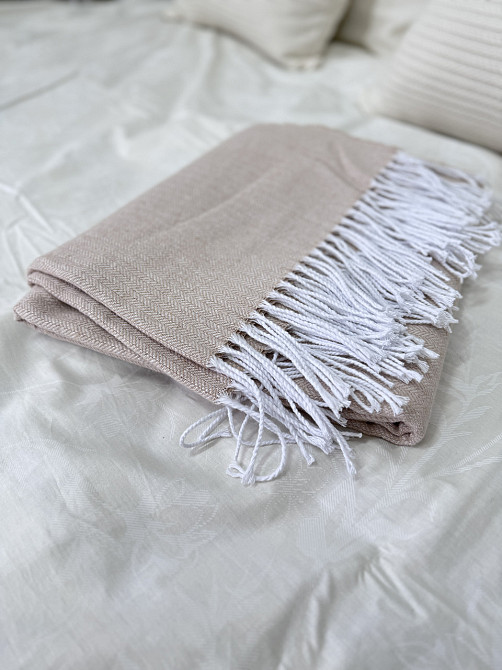 Vladi Плед Vladi 140x200 cм бавовняний пісочного молочного кольору Київ - фото 6