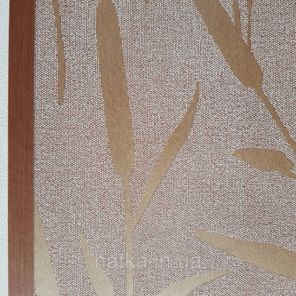 Обои виниловые на флизелине Marburg 82201 Giulia листья ветки камыш золотистые на коричневом однотоне Киев - изображение 2