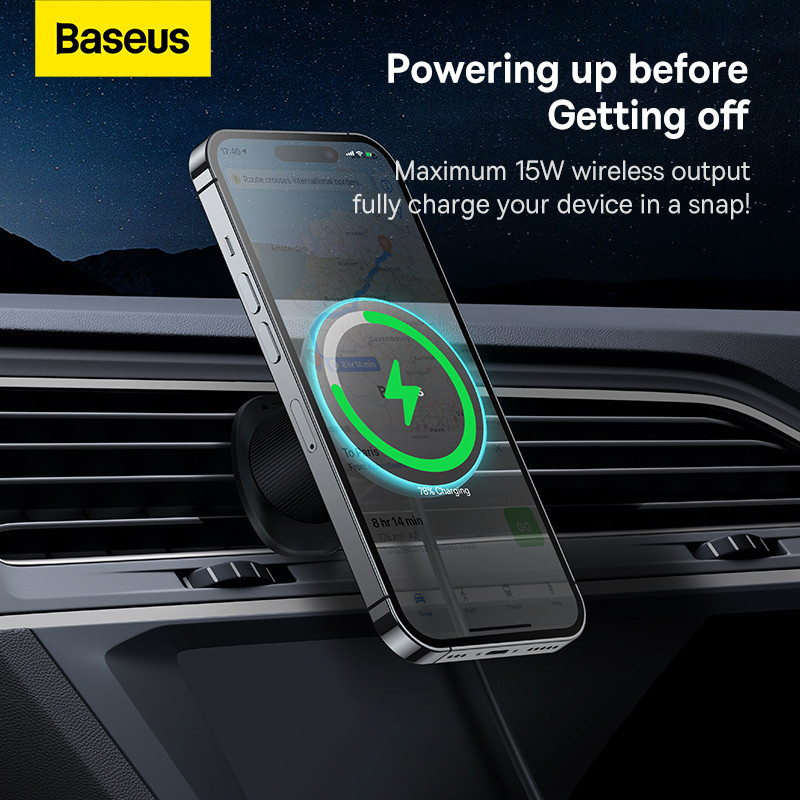 Автотримач для телефона з БЗП Baseus CW01 Magnetic Wireless Charging Car Mount Air Vent Version 15W Cluster Black Київ - фото 6
