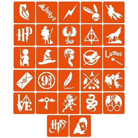 Набір трафаретів для біо-тату "Гаррі Поттер" garri-potter_5x5_27_1 Вінниця