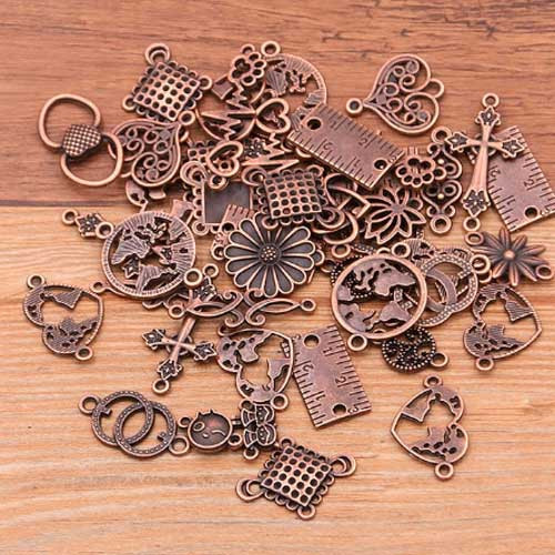 Набір металевих підвісок 100г, шарми шарміки, змішані, мідь, для творчості та рукоділля Київ - фото 1