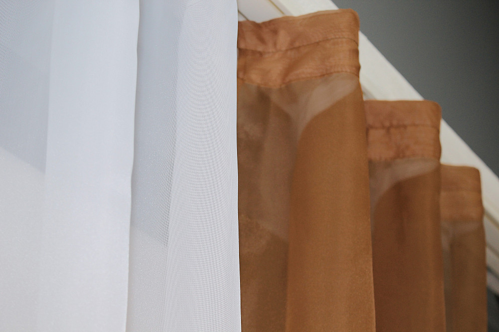 Кухонные шторы VR-Textil № 017к комбинированные с подвязками коричневый с белым 265х170 см (50-021) Киев - изображение 4