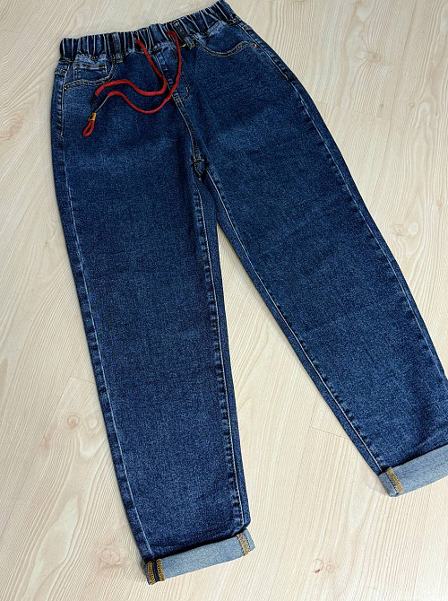 Джинси жіночі Vanver 8275 MOM на резинці зі шнурком великі розміри сині , синій, З2, 32, 90 см, 118 см Київ - фото 19