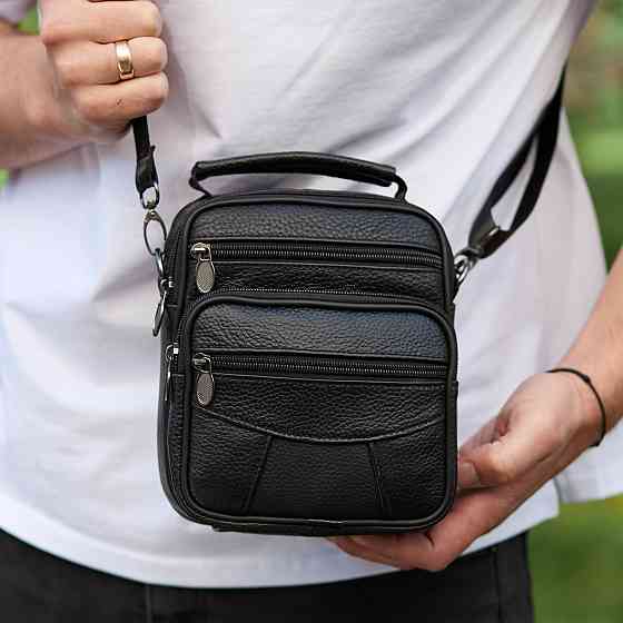 Чоловіча шкіряна сумка-барсетка Tiding Bag чорна Київ