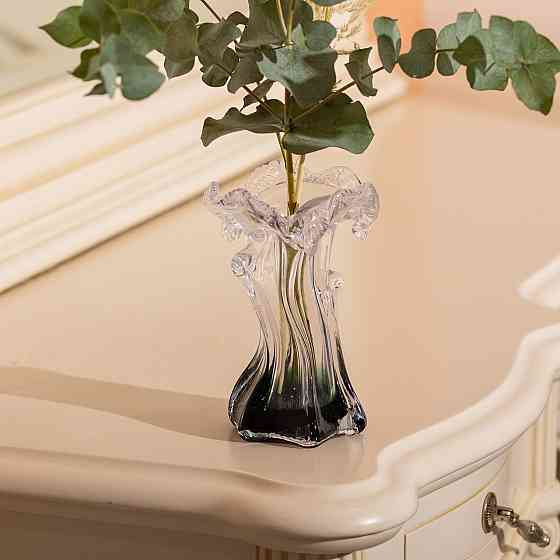 Декоративная стеклянная ваза для цветов 15.5 см фигурная ваза 100 мл Зеленая HP-9-3 Киев