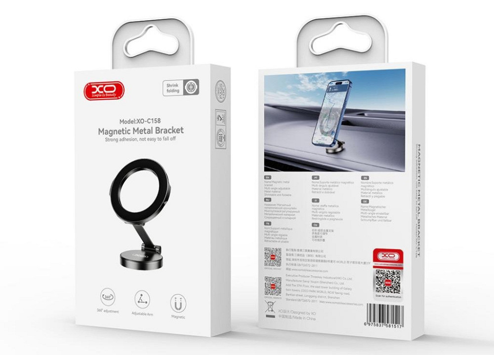 Автотримач XO C158 Universal Magnetic 360 rotating Phone Holder Black (7109738) Київ - фото 3