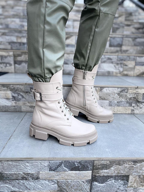 Черевики жіночі M.KRAFT бежеві натуральна шкіра висота 18см підошва 3см (K-60) Коломия - фото 7